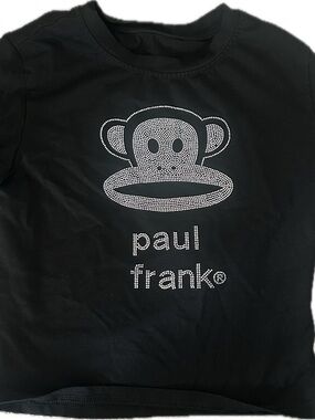 Paul Frank Black Tee with Silver Rhinestone Julius Logo